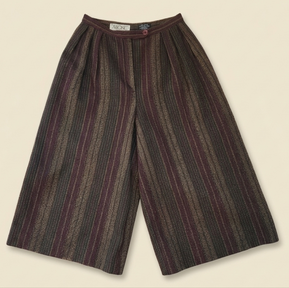 Emanuel Ungaro Parallèle Vintage Wool Herringbone Culotte Gaucho Pants Sz 8 Us 6